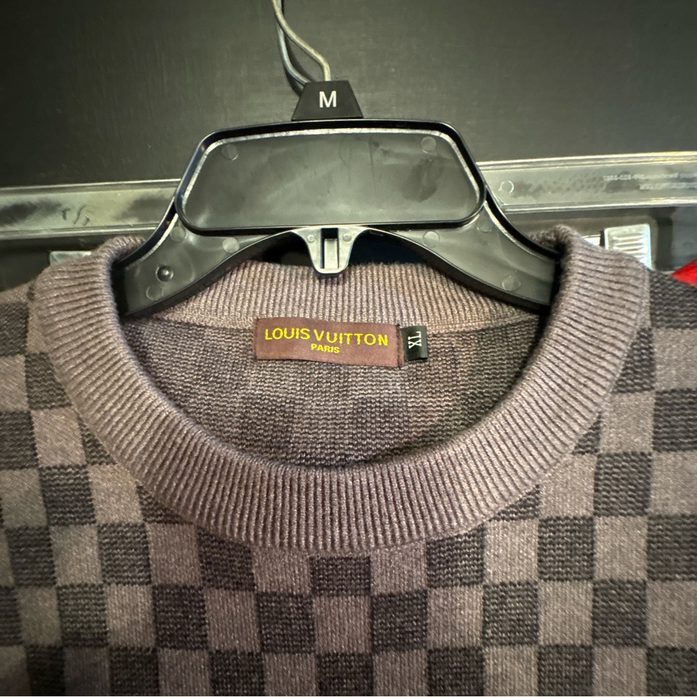 Louis Vuitton Men's Checkered Crewneck Sweater - Black and Brown